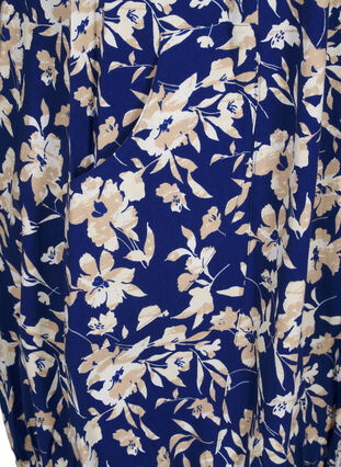 Zizzi Kurzärmliges Baumwollkleid mit Blumenaufdruck, Blue W. Beige Flower, Packshot image number 3