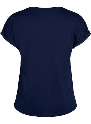 Zizzi Kurzärmeliges T-Shirt aus einer Baumwollmischung, Navy Blazer, Packshot image number 1