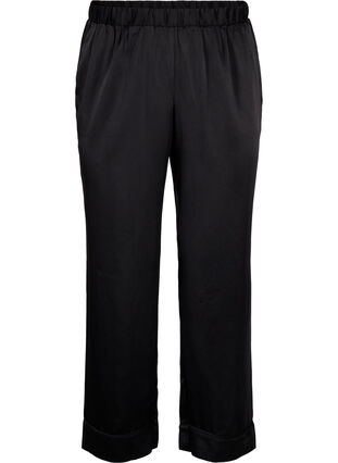 Zizzi Pyjama-Hose aus Satin mit elastischem Bund, Black, Packshot image number 0