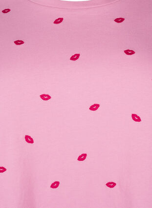 Zizzi T-Shirt aus Bio-Baumwolle mit gestickten Lippen, Rose Bl. Lips Emb. , Packshot image number 2