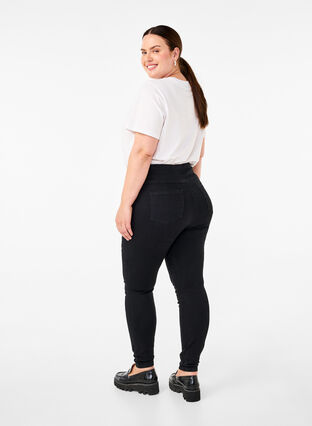 Zizzi Dehnbare Jeggings mit hoher Taille, Black, Model image number 1