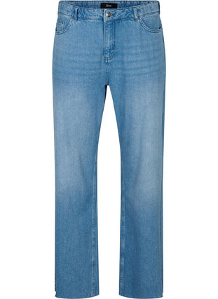 Gerade geschnittene Jeans mit ungesäumten - Blau - Kanten 42-60 Gr. Zizzi 