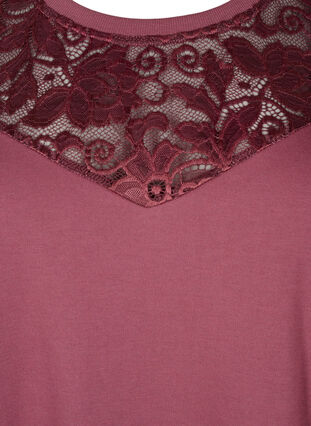 Zizzi Kurzes Sweatkleid mit Spitzendetail, Rose Brown, Packshot image number 2