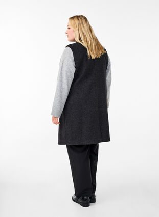 Zizzi Lange Weste in Wolloptik, Dark Grey Melange, Model image number 1