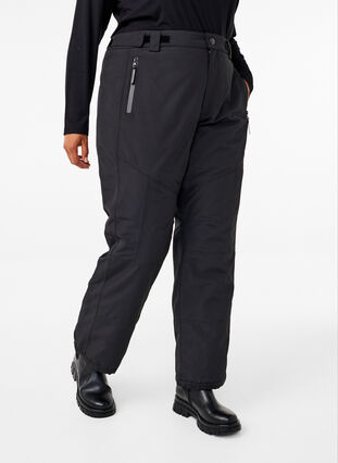 Zizzi Skihose mit Taschen und verstellbarer Taille, Black, Model image number 2