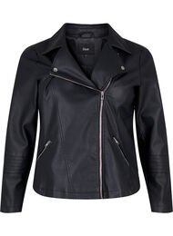 Imitierte Leder Biker Jacke, Black, Packshot