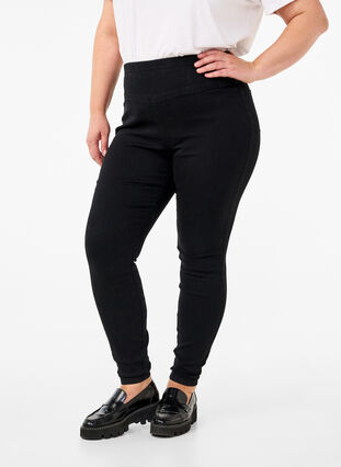 Zizzi Dehnbare Jeggings mit hoher Taille, Black, Model image number 2