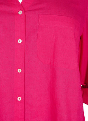 Zizzi Hemdbluse mit Knopfverschluss aus Baumwoll-Leinen-Gemisch, Bright Rose, Packshot image number 2