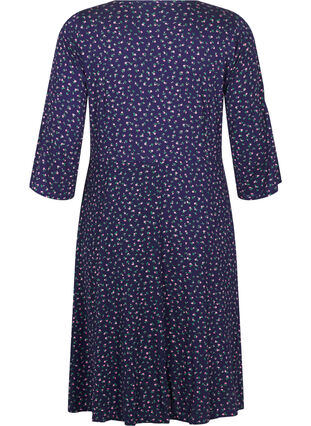 Zizzi Wickelkleid mit floralem Muster und 3/4-Ärmeln, Evening Blue Ditsy, Packshot image number 1