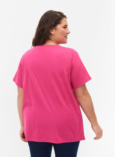 Zizzi FLASH - T-Shirt mit Motiv, Raspberry Rose, Model image number 1