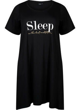 Zizzi Kurzärmeliges Nachthemd aus Bio-Baumwolle, Black Sleep, Packshot image number 0
