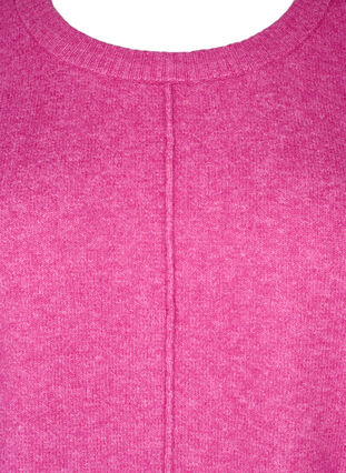 Zizzi Strickbluse mit Rundhalsausschnitt und Mittelnaht, Fuchsia Red Mel., Packshot image number 2