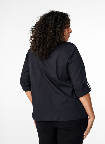 Zizzi FLASH - Shirt mit Häkeldetail, Black, Model image number 1