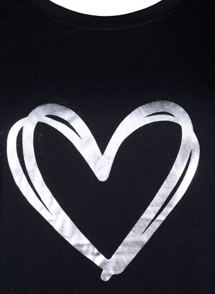 Zizzi FLASH - T-Shirt mit Motiv, Black Silver Heart, Packshot image number 2