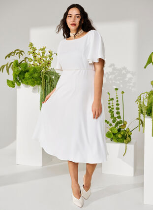 Zizzi Party-Kleid mit Empire-Schnitt, Bright White, Image image number 0