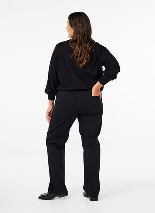 Zizzi Gemma Jeans mit hoher Taille und gerader Passform, Black, Model image number 1