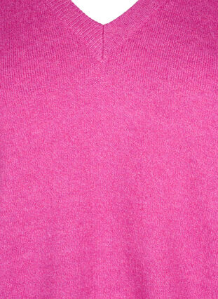 Zizzi Melange Pullover mit V-Ausschnitt, Rose V. w. White Mel, Packshot image number 2