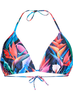 Zizzi Triangel-Bikinioberteil mit Print, Bright Leaf, Packshot image number 0