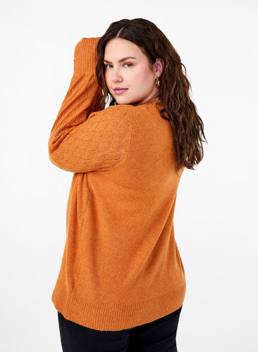 Zizzi  Strickbluse mit Spitzenmuster, Marmelade Mel., Model image number 1