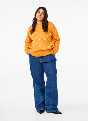 Zizzi Gemusterter Pullover, Yam Birch Comb, Model image number 2