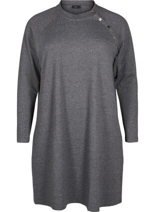 Zizzi Jerseykleid mit Knöpfen, Dark Grey Melange, Packshot image number 0