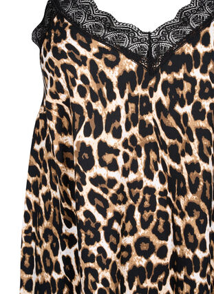 Zizzi Trägerkleid aus Viskose mit Spitze, Leopard, Packshot image number 2