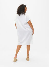 Langes Hemd aus Baumwollmischung mit Leinen, Bright White, Model