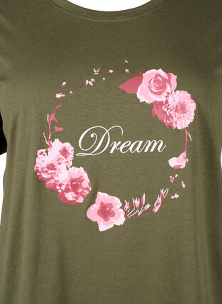 Zizzi FLASH - T-Shirt mit Motiv, Olive Night Flower, Packshot image number 2