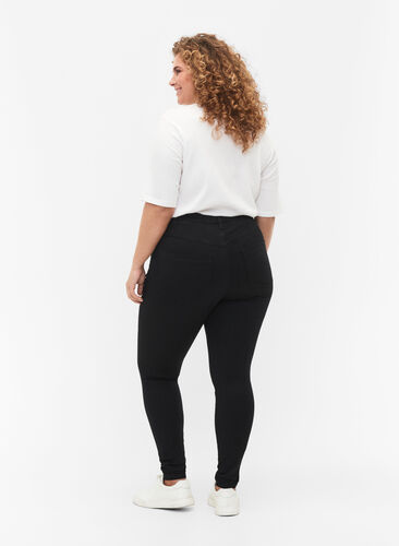 Zizzi Super Slim Amy Jeans mit hoher Taille, Black, Model image number 1