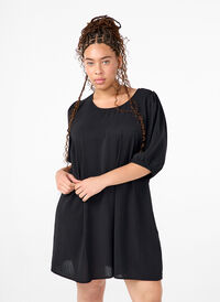 Kurzes Kleid mit Schleifen-Detail hinten, Black, Model