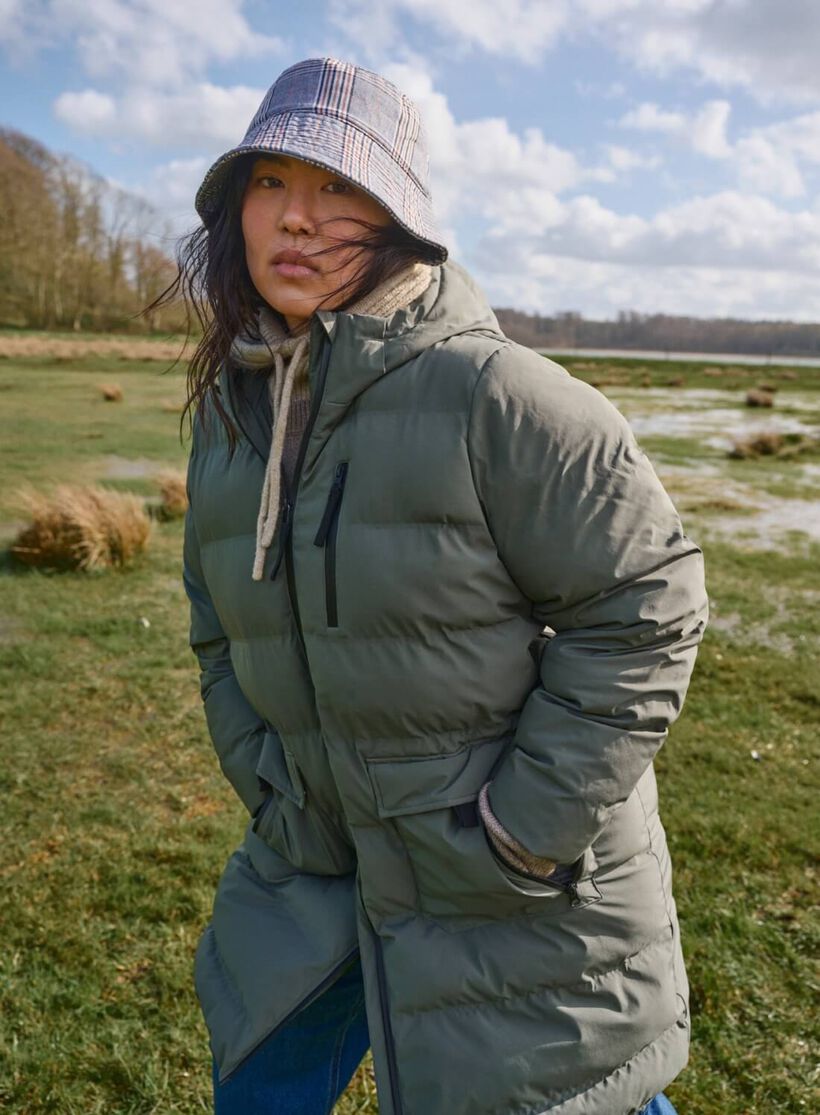 Zizzi Grüne Pufferjacke mit Taschen und Kapuze, , Model, 1