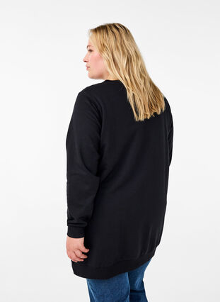 Zizzi Sweat-Tunika mit Metalldetails, Black, Model image number 1