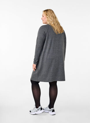 Zizzi Jerseykleid mit Knöpfen, Dark Grey Melange, Model image number 1