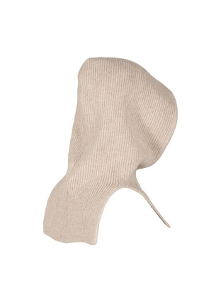 Zizzi Gestrickte Balaclava mit Kordelzug, Silver Mink, Packshot image number 3