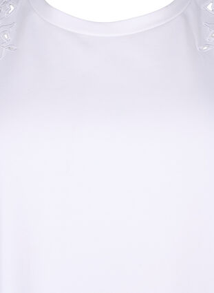 Zizzi T-Shirt aus Bio-Baumwolle mit Stickereidetails, Bright White, Packshot image number 2