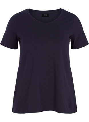 Zizzi Einfarbiges basic T-Shirt aus Baumwolle, Night Sky, Packshot image number 0
