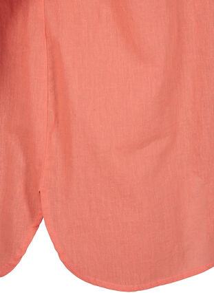 Zizzi Hemdbluse mit Knopfverschluss aus einem Baumwoll-Leinen-Gemisch, Living Coral, Packshot image number 3