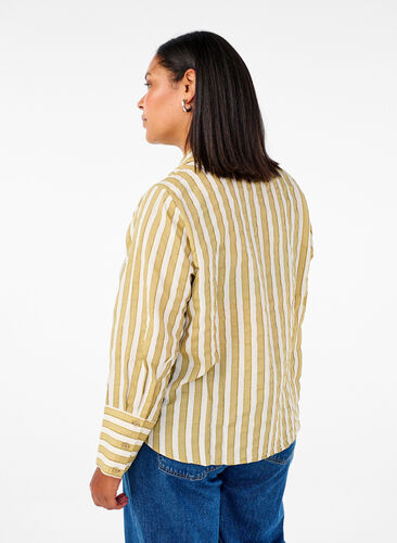 Zizzi Lockeres Shirt mit Streifen, Thyme w. Sand Stripe, Model image number 1