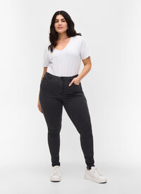 Hochtaillierte Super Slim Amy Jeans, Grey Denim, Model