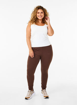 Zizzi Gefütterte Baumwollleggings., Chocolate Martini, Model image number 0