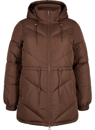 Zizzi Pufferwinterjacke mit Kapuze, Potting Soil, Packshot image number 0