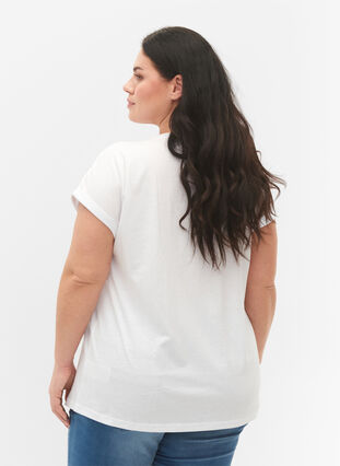 Zizzi 2er-Pack kurzärmlige T-Shirts, Bright White / Black, Model image number 1