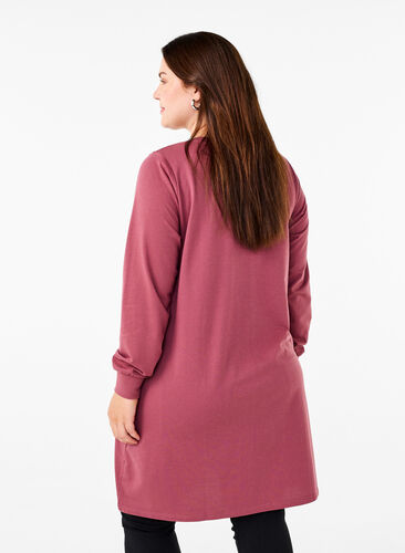 Zizzi Kurzes Sweatkleid mit Spitzendetail, Rose Brown, Model image number 1