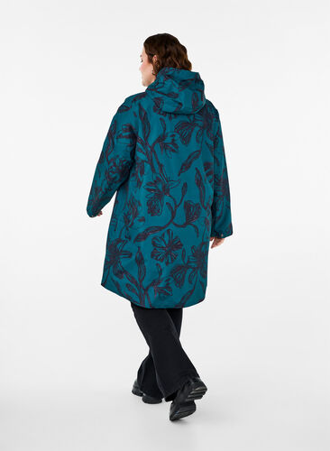 Zizzi Regenjacke mit Druck, Deep Teal Black, Model image number 1