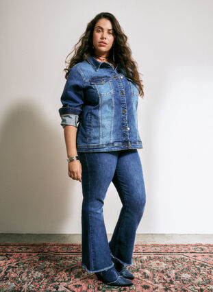 Zizzi Ellen-Bootcut-Jeans, ungesäumt, Blue denim, Image image number 0