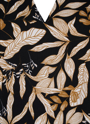 Zizzi Bluse mit V-Ausschnitt und Blätter-Aufdruck, Black Leaf AOP, Packshot image number 2