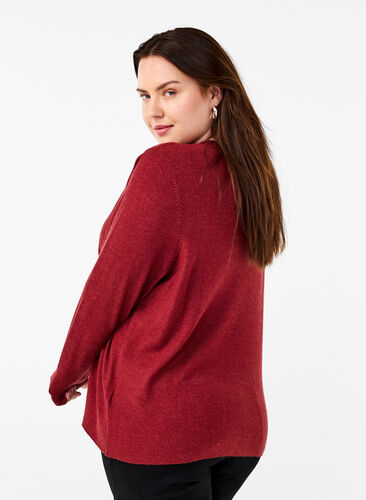 Zizzi FLASH – Strickpullover mit Rundhalsausschnitt, Merlot Mel., Model image number 1