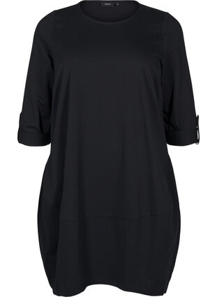 Zizzi Baumwollkleid mit Ballon-Passform, Black, Packshot image number 0