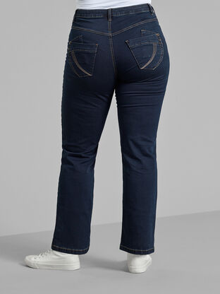 Zizzi Regular Fit Gemma Jeans mit hoher Taille, Blue denim, Model image number 1