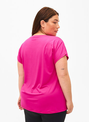 Zizzi Kurzarm Trainingsshirt, Neon Pink Glo, Model image number 1